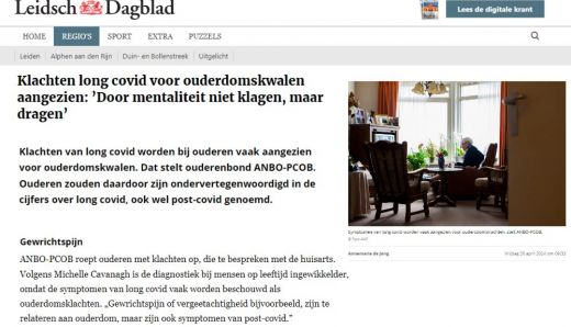 Leidsch Dagblad maakt verhaal over onze long covid bericht